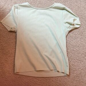 Light Mint Ribbed Short-Sleeve Women's Top